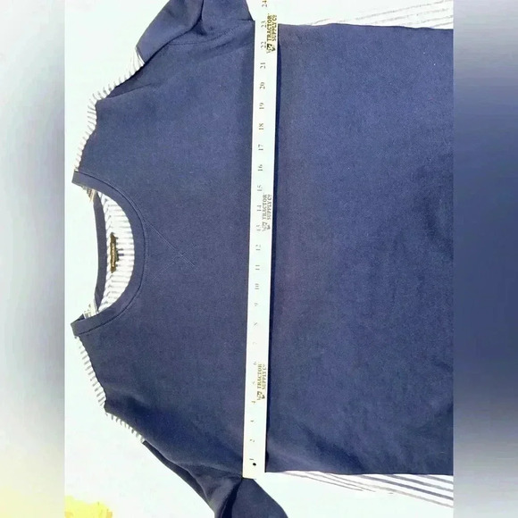 Banana Republic Womens Poplin Back Sweatshirt Navy Blue Womens SIZE L Preppy 90s - Picture 7 of 9